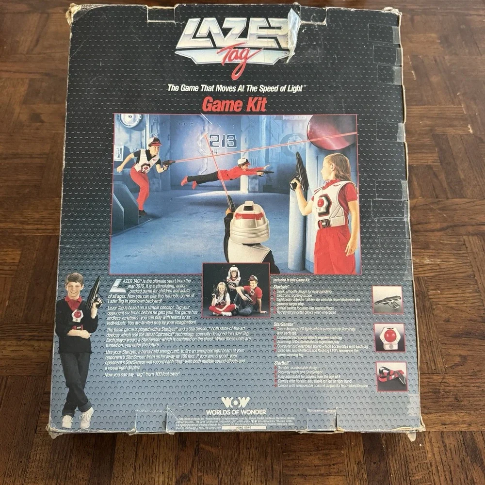 1986 Worlds of Wonder Lazer Tag Game Kit in Box Original Tested & Working